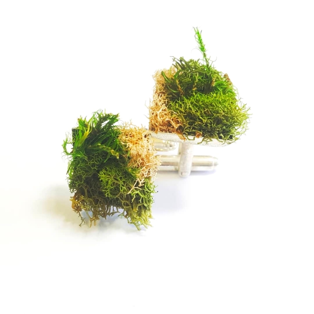 Handmade Real Moss & Lichen Cufflinks